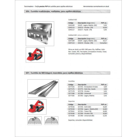 Tarifa PVP 2025 - Cuchillas cepillo eléctrico