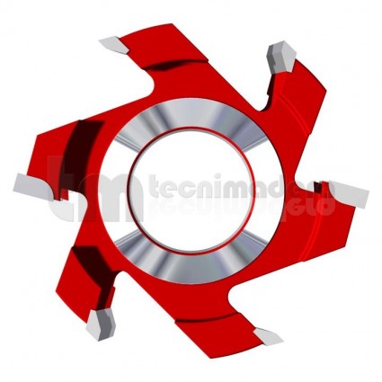 Fresa MD, 4 cortes alternos y 4 pre-cortadores